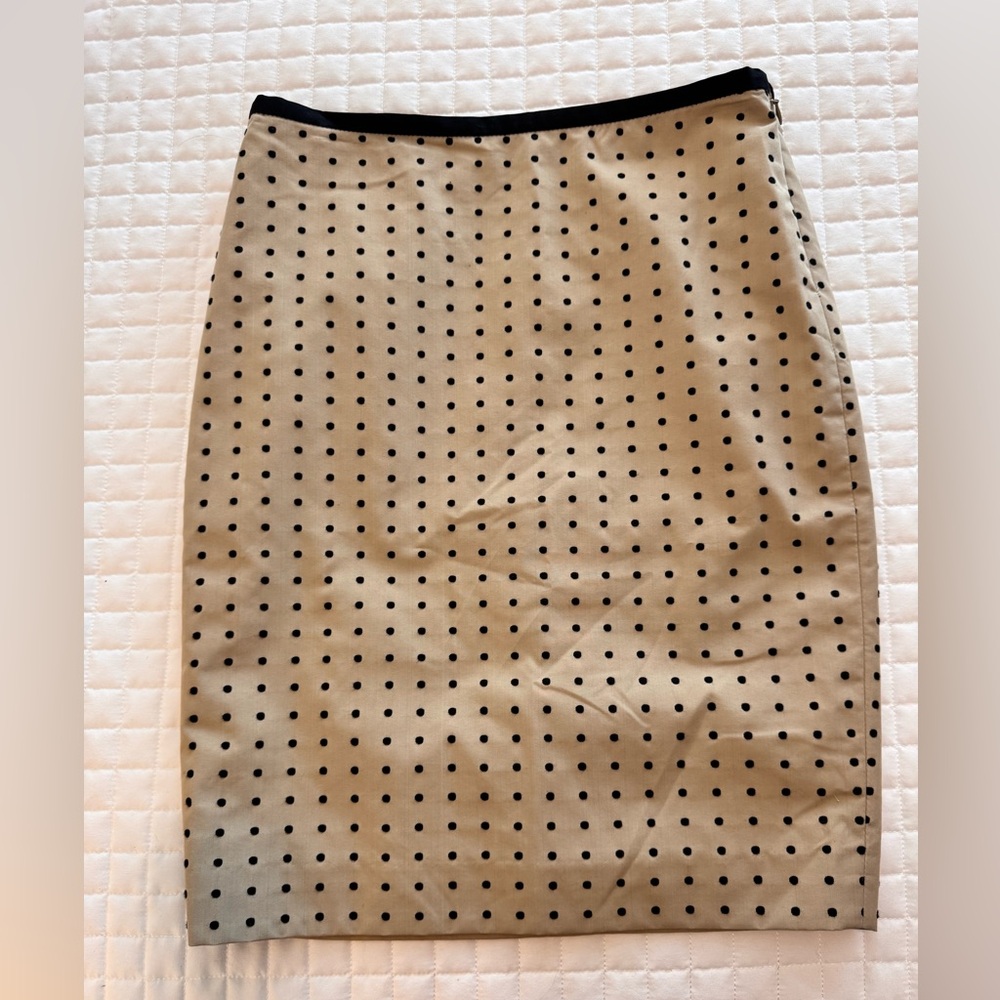 Outback Red Tan Pencil Skirt with Black Dots